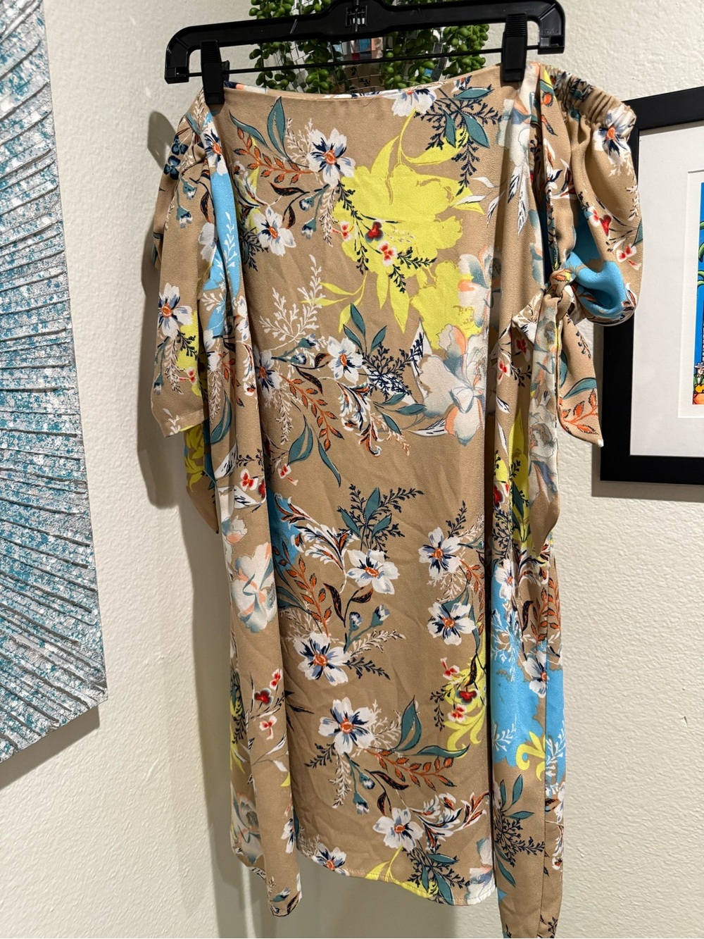 Nicole Miller Studio Floral Tie Sleeve Dress Size 14